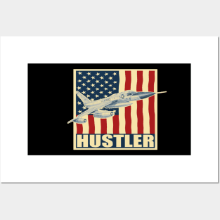 B-58 Hustler US Bomber Aircraft Plane USAF Airplane USA Flag Posters and Art